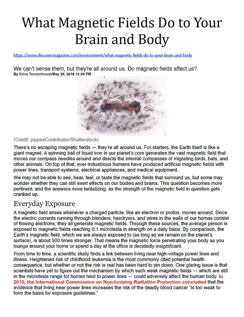 Magnetic filed do you your body