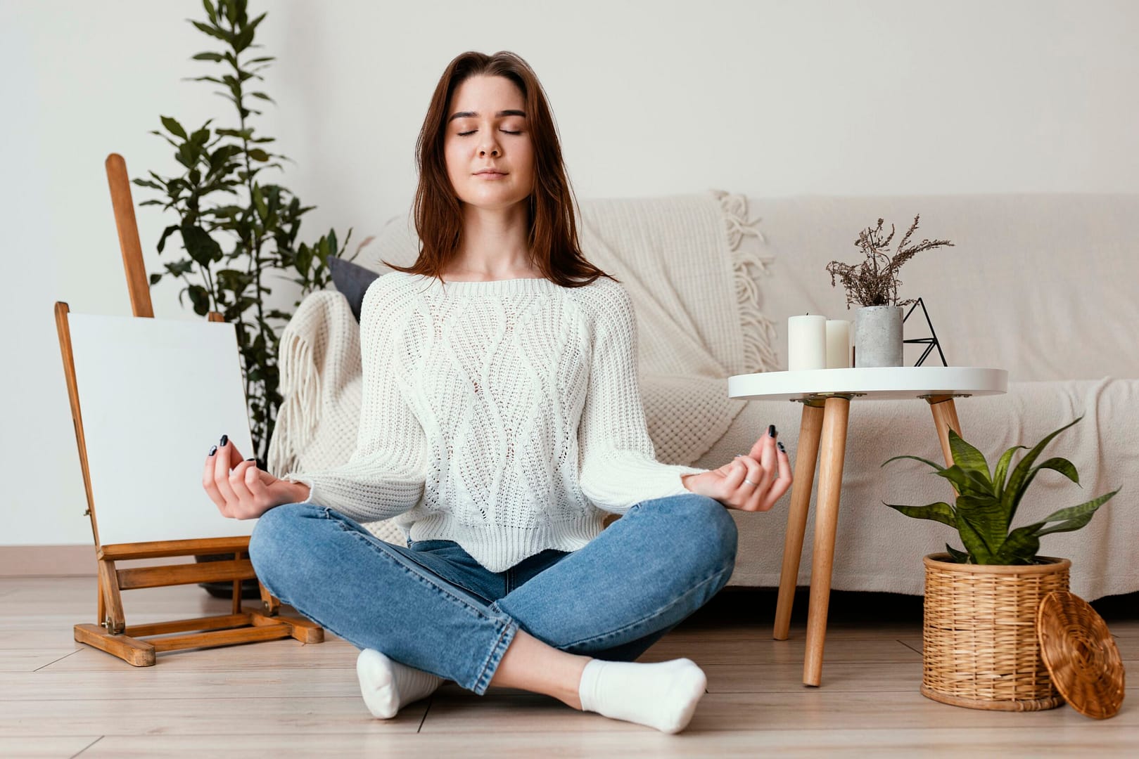 female-meditating-indoor-portrait
