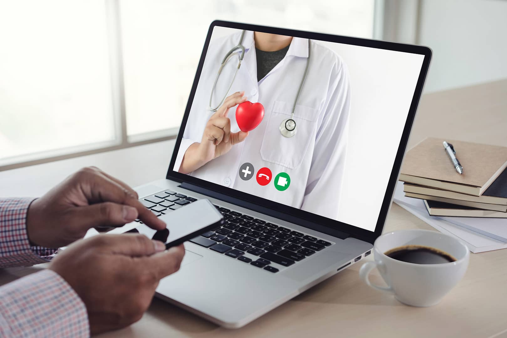 online consultation telemedicine to medicine  man stayhome video