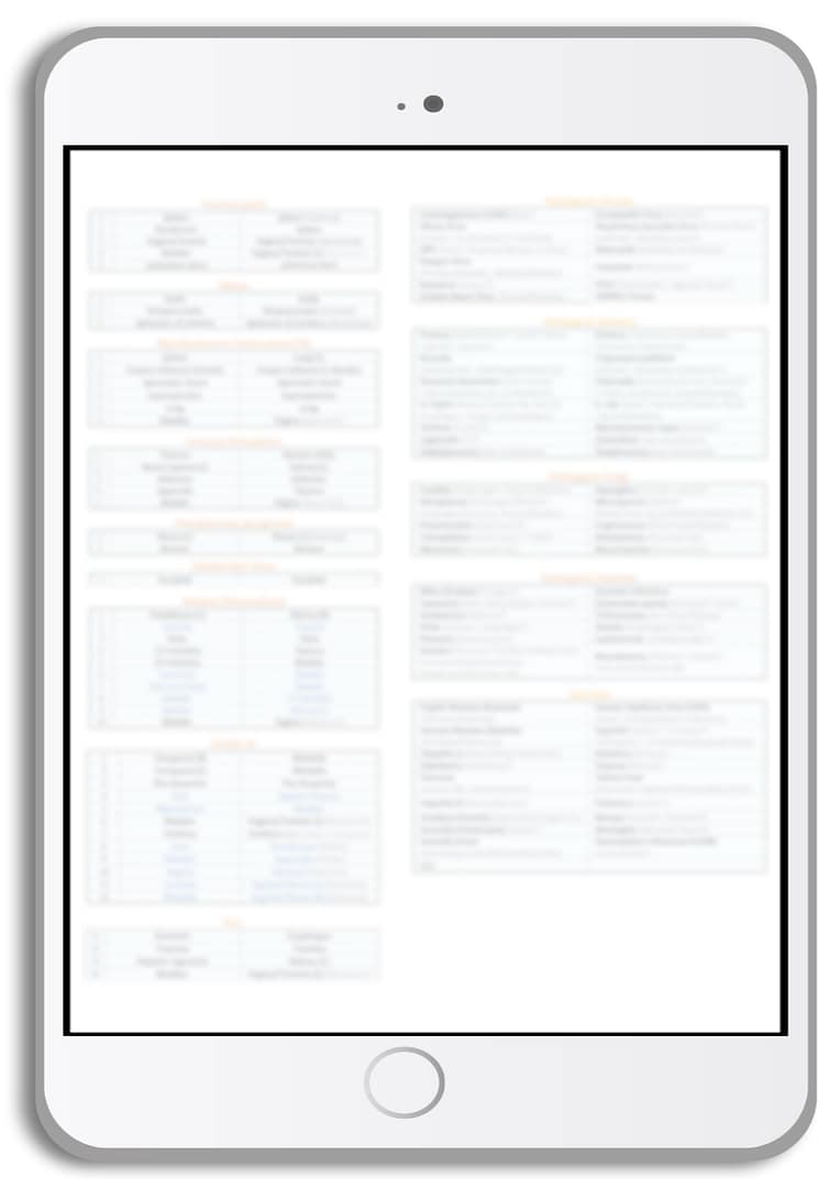Common Pairs Sheet